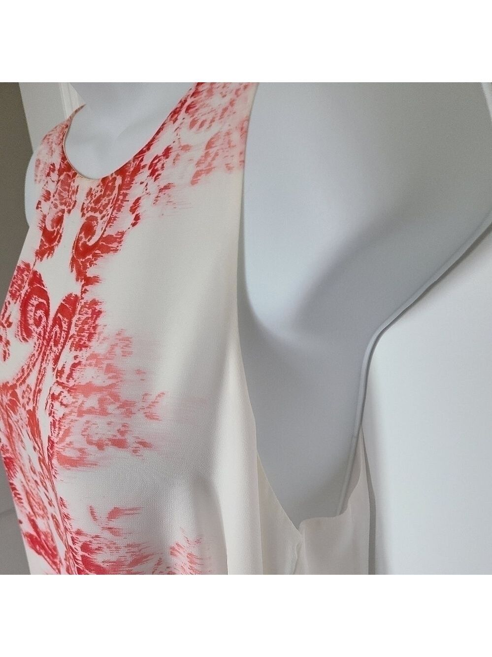 MAX STUDIO Mid Length Sheer Abstract Print White & Red Sleeveless Dress Size Med - Picture 6 of 10